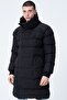Men's Inflatable Oversize Long Water and Windproof Waterproof Coat Black - 5