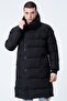 Men's Inflatable Oversize Long Water and Windproof Waterproof Coat Black