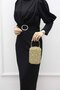Women's Gold Natural Stone Portfolio Evening Dress Evening Bag - 4