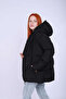 Women's Black Hooded Oversize Puffer Coat - 3