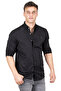 Men's Black Snap Button Knitted Fabric Shirt 2300413 - 2