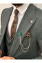 Men's Suit Swallow Collar Italian Cut Slim Fit Jacket Vest Trousers-Green - 5