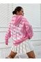 Women's Pink Love Yourself Printed Oversize Hooded Sweatshirt