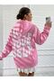 Women's Pink Love Yourself Printed Oversize Hooded Sweatshirt - 6