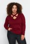 Burgundy Window/Cut Out Detailed Knitwear Sweater TBBAW24AN00061 - 2