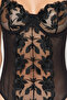 Siyah Brode Dantelli Jartiyerli İp Askılı Örme Body THMAW24BD00002 - 5