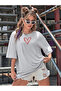 Women's Pink Heart Printed Oversize T-shirt - 3
