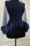 Navy Blue Vip Bridal Veil Set, Daisy Guipure Beaded Sequin Pearls Henna Veil Set 6 Piece - 7