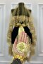 Gold Vip Bridal Veil Set, Daisy Guipure Beaded Sequin Pearl Henna Veil Set 6 Pieces - 4