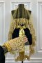 Gold Vip Bridal Veil Set, Daisy Guipure Beaded Sequin Pearl Henna Veil Set 6 Pieces - 3