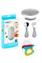 Vacuum Food Plate + Stainless Steel Fork Spoon + Silicone Tip Fruit and Vegetable Feeder + Glass Grater