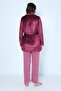 Lilac Velvet Maternity and Maternity Pajamas Set with Dressing Gown - 3