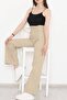 Denim Fabric Beige High Waist Loose Palazzo Jeans - 7