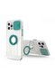 iPhone 13 Pro Max 6.7Inch Case Silicone Case with Sliding Camera Lens Protection Ring Stand Green