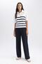 Relax Fit Striped Zippered Stand Collar Sweater A9182ax23wn - 2