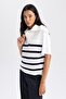 Relax Fit Striped Zippered Stand Collar Sweater A9182ax23wn - 4