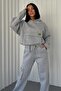Thick Three Thread Fabric Long Sleeve Gray Tracksuit with Kangaroo Pocket and Side Cargo Pocket Detail 350