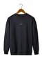 Unisex Black Front Veaven Printed Oversize Thick Two Thread Ribbed Crew Neck Sweatshirt