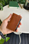 Orsa – Genuine Leather Minimalist Card Holder Tan Slim Wallet, Business Card Holder - 4