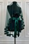 Emerald Green Orchid Bridal Veil Set, Henna Veil Set with Water Stone 6 Pieces