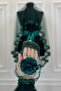 Emerald Green Orchid Bridal Veil Set, Henna Veil Set with Water Stone 6 Pieces - 4
