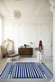 Mira Blue Themed Stripe Patterned Modern Decorative Carpet Mira 1615 - 5