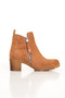 Women's Tan Suede Zippered Heeled Boots - 6