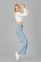Elektra Light Blue Snow Wash Super High Waist Wide Leg Jeans Women's Jeans - 2