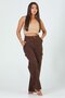 High Waist Brown Cargo Pocket Jeans 100% Cotton - 3