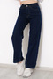 Monera Rs Navy Blue Lycra Super Extra High Waist Palazzo Loose Jean Trousers Wide Leg - 3