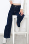 Monera Rs Navy Blue Lycra Super Extra High Waist Palazzo Loose Jean Trousers Wide Leg - 2