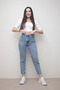 Monera Light Blue Snow Washed High Waist Denim Mom Jeans (Buy 1 Size Larger) - 2