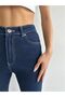 Navy Blue Spanish Leg Power Lycra Flare Jean Women's Trousers - 3