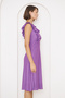 Women's Lined Flexible Fabric Sleeves Flounce Midi Length Purple Dress 084 - 7