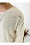 Sweater Natural Knitted Cotton Non-Pilling Ripped Detailed Laser Cut Knitwear Sweater - 3