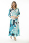 Women's Plus Size Turquoise Wrap Collar Capri Sleeve Dress 65N37077 - 6