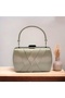Nude Color Special Design Satin Metal Handle Evening Bag Evening Bag