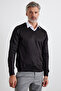 Men's Standard Fit Normal Cut V-Neck Knitwear Sweater - 7
