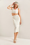 Women's Ecru Knitwear Skirted Top and Bottom Set 40981034 - 2