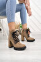 Beige Suede Heeled Boots - 3