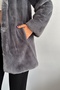 Women's Gray Lined Plush Hooded Fur Coat Coat Fur - 5