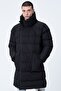 Men's Inflatable Oversize Long Water and Windproof Waterproof Coat Black - 4
