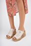Genuine Leather Beige Women's Wedge Heeled Leather Sandals CRZ-1006 - 2