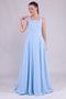 Atlas Fabric Square Collar Thick Strap Maxi Baby Blue Evening Dress 413 - 4
