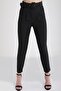Women's Black Belted Pocket Fabric Trousers Mtrn4242 - 2
