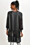 Women's Black Leather Tunic Dress - 6