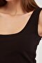 Women's Black Thick Strap Square Collar Undershirt 0063 - 3