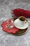 منديل كوكتيل منقوش باللون الأحمر مطرز بقطعتين من القماش القطني - 3