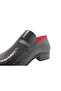 Men's Black Leather Snakeskin Look Shiny Classic Shoes - 6
