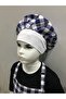 Children's Cook Outfit Hanging Kitchen Apron Cap Nursery Kindergarten Kids Costume (Blue Plaid) - 3